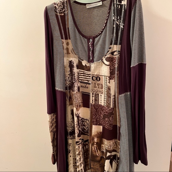 Casual or dress up dress, long sleeve, unique design, designed & made in France. - Picture 1 of 6